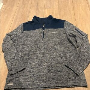 Free Country Men's Heathered Gray and Navy Zip-Up Sweater